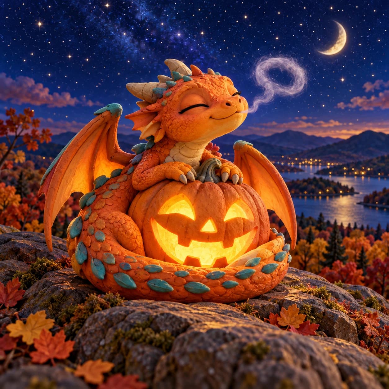 Diseño de Halloween Dragón calabaza
