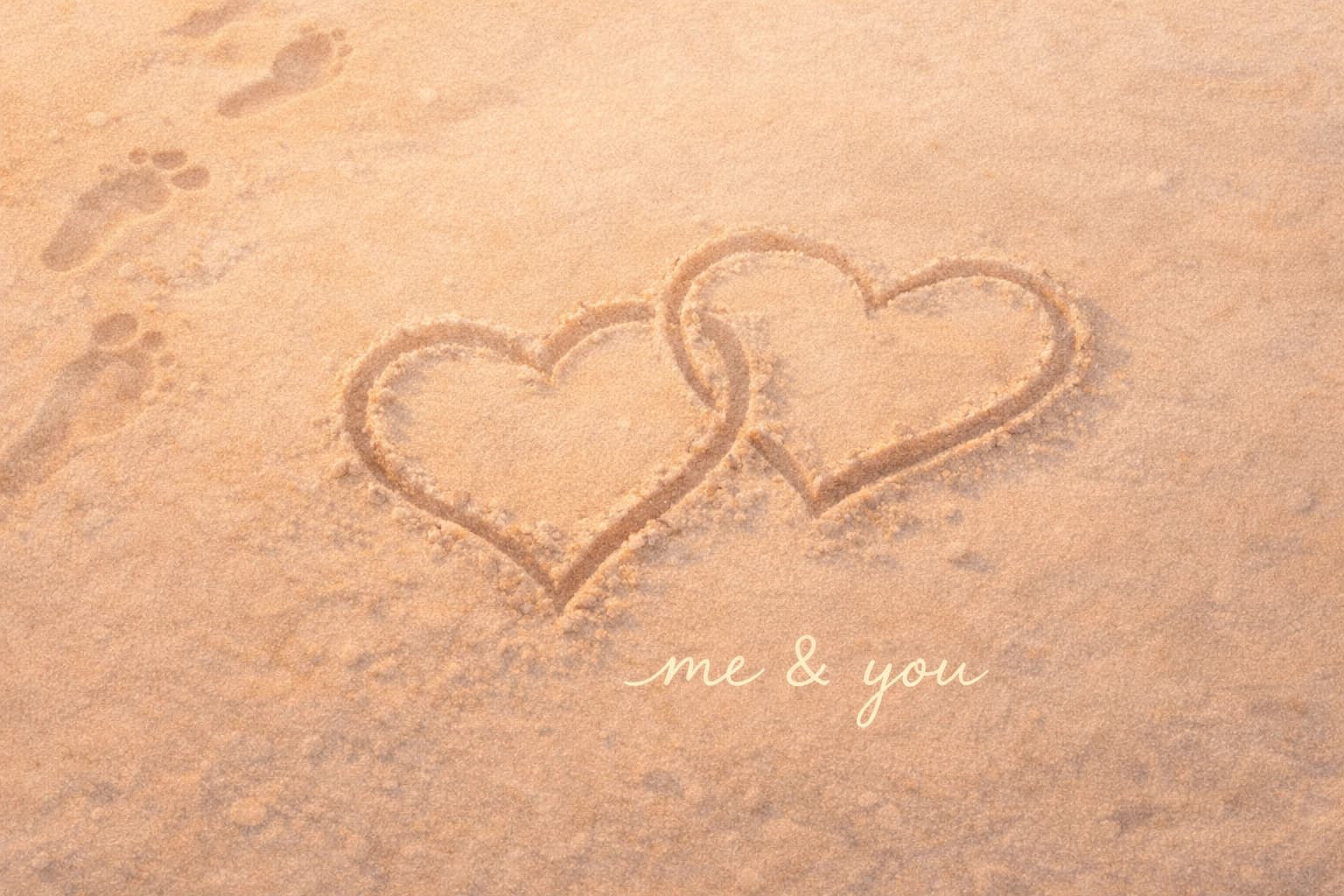 Hearts in Sand digital postcard template